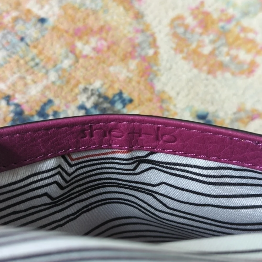 She + Lo Unchartered Leather Mini Crossbody Saddle Bag Plum Purple - Picture 13 of 16